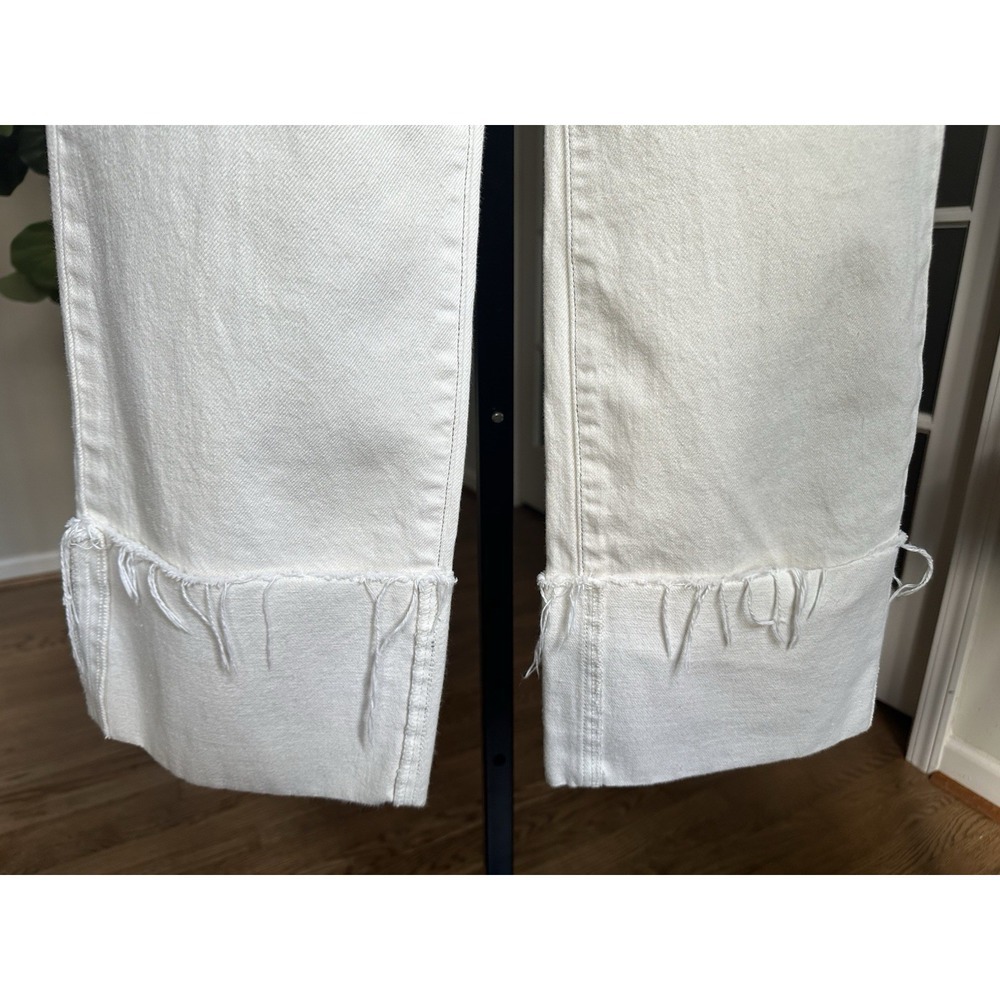 J Brand Joan Crop Jeans Women's Size 24 White Macadamia Frayed Hem Straight Leg - Picture 5 of 10